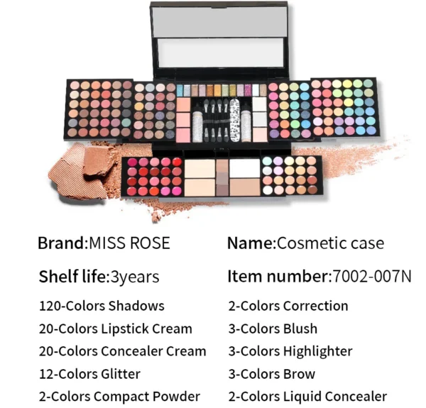 MISS ROSE Make-up Kit ALL IN ONE Full Facial Makeup Set Eye Shadow Lip Gloss Eyeliner Makeup Brushe Cosmetics Bag Makeup Product - Image 3