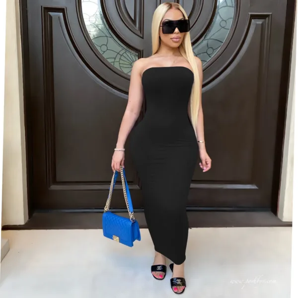 summer women's sexy sleeveless chest wrapped Long Beach Dress - Image 7