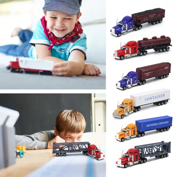 Alloy Car Carrier Truck Model Boy Christmas Toys Assembled Model Building Kits Tool 1/65 Scale Diecast Simulation Car Toys - Image 4