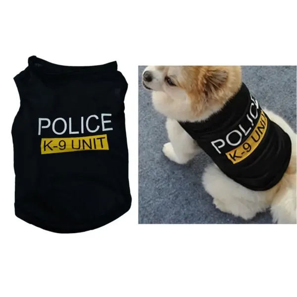 Polices Suit Cosplay Dog Clothes Black Elastic Vest Puppy T-Shirt Coat Accessories Apparel Costumes Pet Clothes For Dogs Cats - Image 6