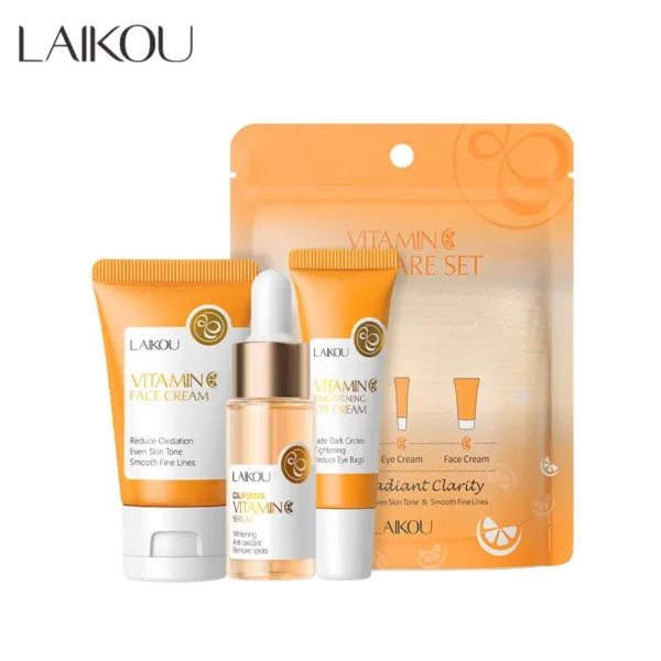 3pcs/set LAIKOU Vitamin C 24K Golden Sakura Skin Care Sets Face Cream Serum Eye Cream Moisturizing Face Care Kit - Image 6