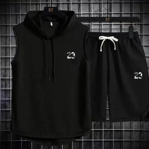 New Summer Men's Two Piece Set CasualT-Shirt and Shorts Set Mens Sports Suit Fashion Short Sleeve Tracksuit Hooded T-shirt - Image 9