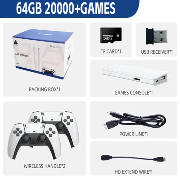 M15 Game Stick Mini TV Handheld Game Console Wireless Gamepads Video Game 64G 20000+ Retro Game HD Output Two-player for PS1 Etc - Image 2