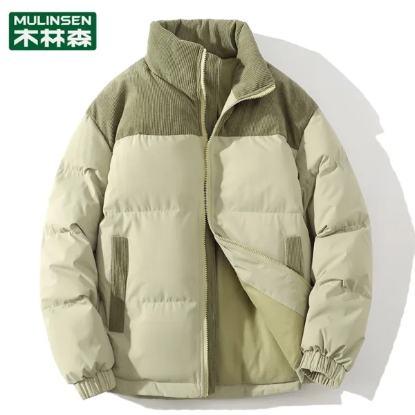 Winter Parkas Jacket Men Women Solid Patchwork Parkas Coat Loose Warm Thick Couple Jacket Korean Outwear Male Unisex Pink Green - Image 8