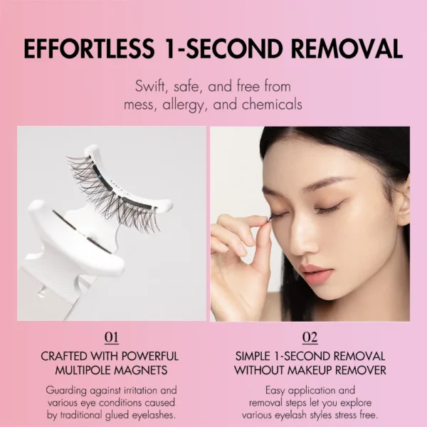 PRAECLARUS 2Pairs Reusable Magnetic Lashes No Glue Needed Professional Premium 3D Magnetic Eyelash 3-Step Press On False Eyelash - Image 2