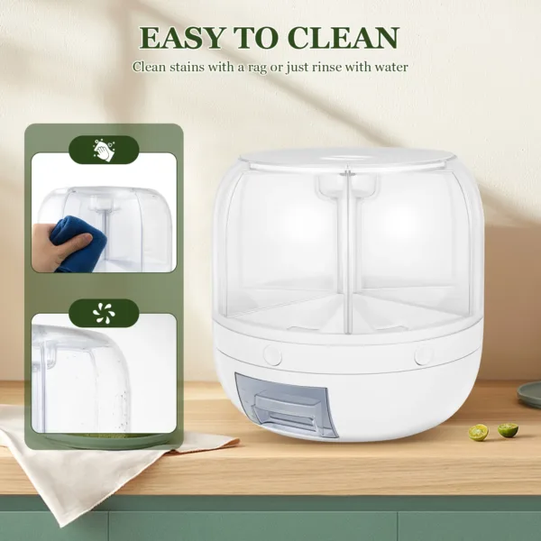 Kitchen Storage Box 360 Degree Rotating Rice Dispenser Sealed Dry Cereal Grain Bucket Dispenser Moisture-proof Food Container - Image 2