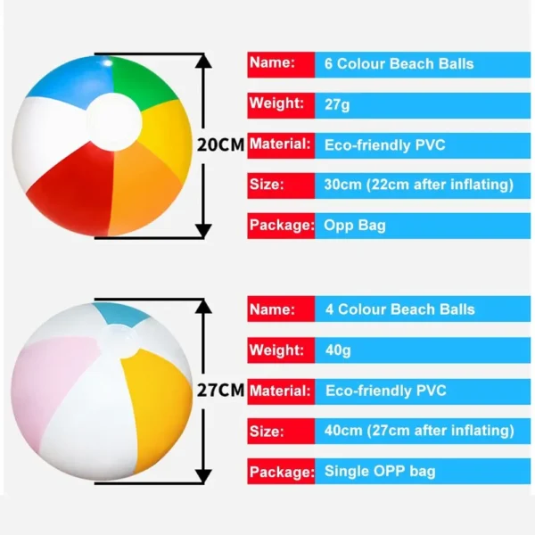 PVC Inflatable Beach Ball Swimming Pool Toy 40cm Big Rainbow Beach Ball 30cm Colourful Inflatable Pool Ball Kids - Image 4