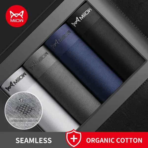 MiioW 4Pcs Organic Cotton Men Boxers Shorts Antibacterial Innerwear Man Underwear Boxer Men's Panties Male Trunks Underpants New - Image 3
