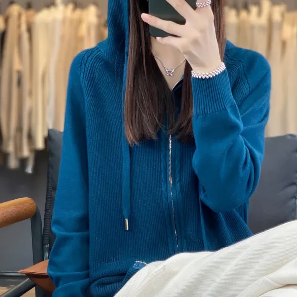 Zip-up Hoodies And Sweatshirts For Women Merino Wool Long Sleeve Sweaters Ladies Clothes Knitted Jumpers New Arrivals Outerwears - Image 14