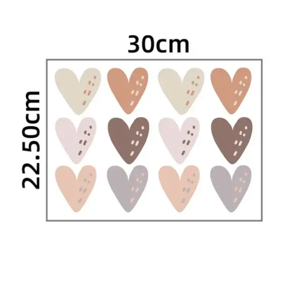 36pcs Heart Shape Trendy Boho Style Wall Stickers Bohemian Wall Decals for Living Room Bedroom Nursery Room Kids Room Home Decor
