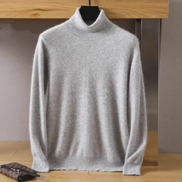 Men's 100% pure Mink velvet Cashmere Sweater High Lapels Pullovers Knitted Winter New Tops Long Sleeve High-End Jumpers - Image 19