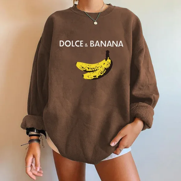 Seeyoushy Banana Print Women Sweatshirts Streetwear Round Neck Long Sleeve Drop Shoulder Loose Winter Woman Sweatshirts Moletom - Image 9