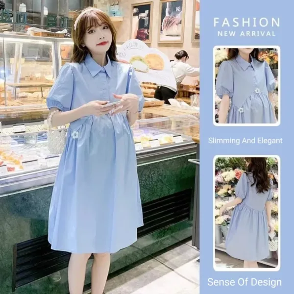 Maternity Summer Dress Set Chao Mom Maternity Set Petite Plus Size Loose Summer Nursable Skirt Maternity Dresses - Image 2