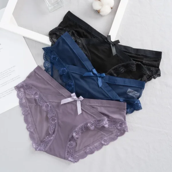 Hot Selling Maternity Pants Mesh Bow Solid Color Breathable Large Elastic Women's Panties Seamless Lace Low Waist V Briefs - Image 7