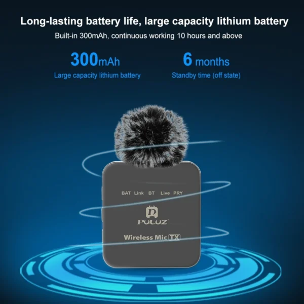 PULUZ Wireless Lavalier Lapel Condenser Microphone for iPhone Type C Android Smartphone Camera PC Gaming YouTube Broadcast Vlog - Image 9
