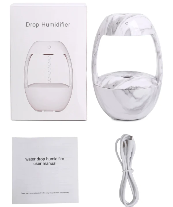 Large Capacity Humidifier with Marble Pattern Design, Anti Gravity Water Droplet Humidifie - Image 4