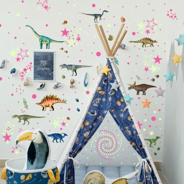 Luminous Cartoon Dinosaur Wall Stickers Glow in the Dark Dinosaur Decals for Baby Kids Rooms Bedroom Wall Decoration Wallpaper - Image 2