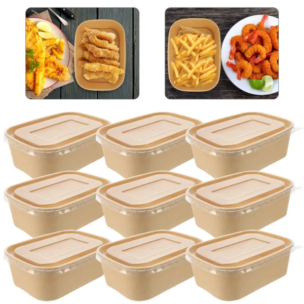 10 Sets Packed Lunch Box Takeout Containers Paper Bowls Pragmatic Food Frying Boxes Fruit Holding Fried Chicken Hot Dog Packing - Image 6