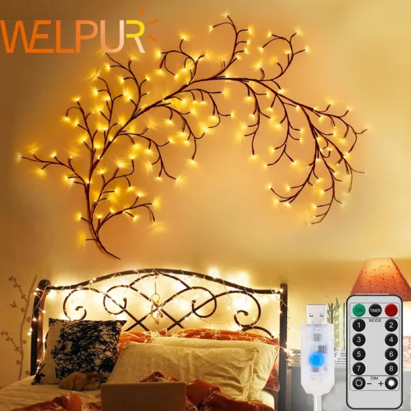 1PCS 96LED Tree and Vine Lamp USB/Solar Powered 8 Modes DIY Festive Tree Branch Lamp for Christmas Party Home Decorative Lights - Image 6