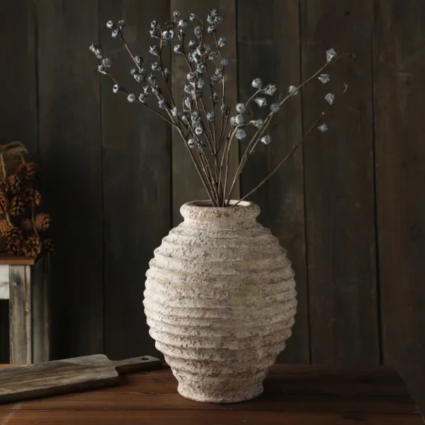 Retro Nostalgic Rough Clay Pottery Vase 21.5CM Room Decoration Vases Vintage Handmade Style Home Decor Items - Image 4