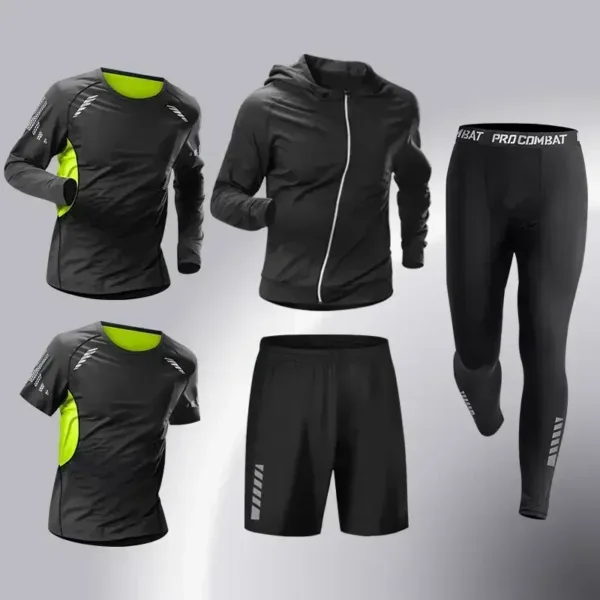 Fashion 3-5 PCS Mens Running Sportswear Set Fitness Jogging Compression Tracksuit Suit Training Sports Clothes Dry Fit Leggings - Image 7