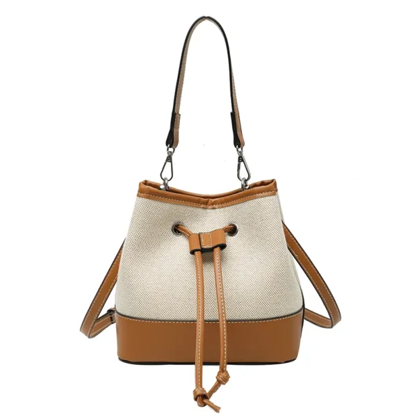 Contrast Color Canvas Bucket Bag - Image 6