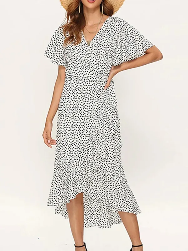 Summer Beach Maxi Dress Women Floral Print Boho Long Chiffon Dress Ruffles Wrap Casual V-Neck Split Sexy Party Dress Robe Femme - Image 11