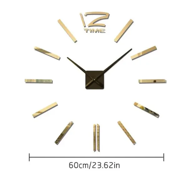 DIY Wall Clock for Home Office 60cm Frameless Modern 3D Wall Clock Mirror Stickers Hotel Room Design School Decoration Decor - Image 5
