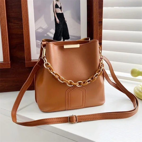 Chain Leather Shoulder Bag - Image 4