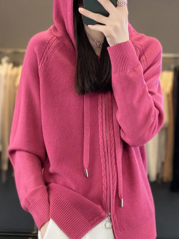 Zip-up Hoodies And Sweatshirts For Women Merino Wool Long Sleeve Sweaters Ladies Clothes Knitted Jumpers New Arrivals Outerwears - Image 15