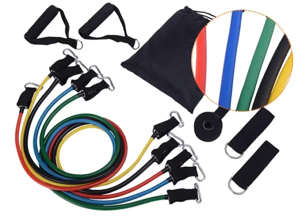 Resistance Bands 11-Piece Set Tensioner Pull Rope Fitness Multi-function Tensioner Suit Muscle Training Belt Elastic Sleeve Band