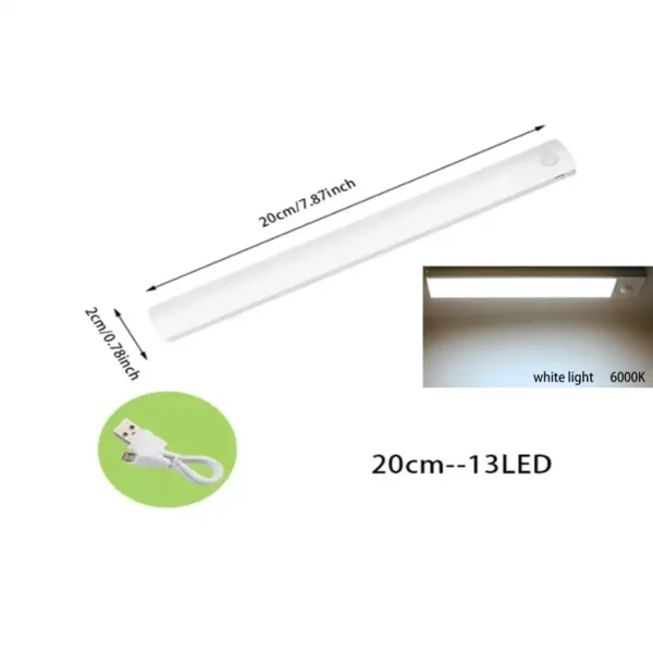 PIR Motion Sensor LED Under Cabinet Lamp Dimmable Rechargeable Night Light Stairs Closet Room Aisle Tube Bar Detector Bulb - Image 3