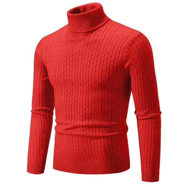 Men's High Neck Sweater Solid Color Pullover Knitted Warm Casual Turtleneck Sweatwear Woolen Mens Winter Outdoor Tops - Image 13