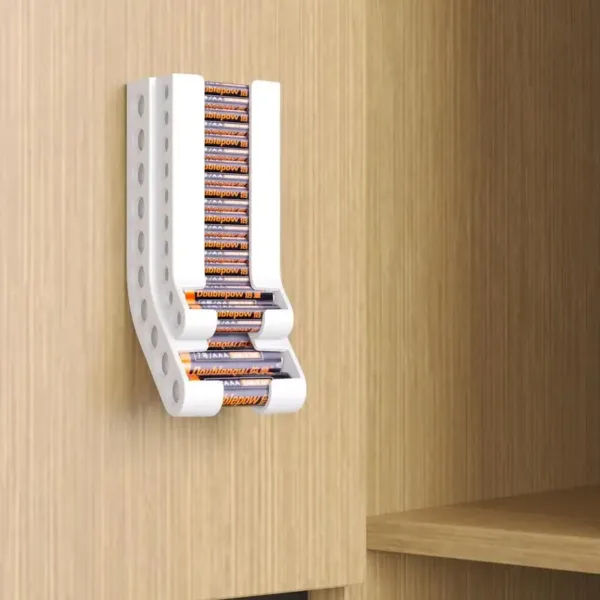 Battery Storage Organizer Can Hold 10 AA Batteries Battery Dispenser Bracket For Cupboard And Kitchen 10AAA & 10AA Batteries - Image 4