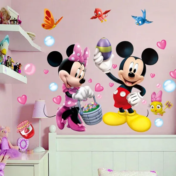 Cartoon Disney Mickey Mouse Minnie Baby Sleep Wall Sticker For Kids Room Decoration Wallpaper Cute Self-Adhesive DIY Mural Decal - Image 3