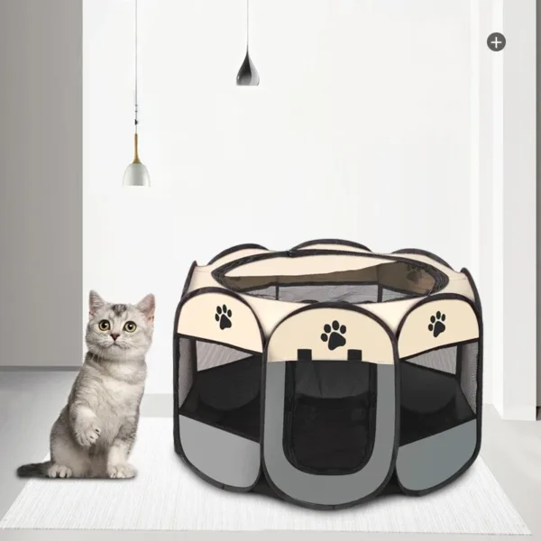 Pet Octagonal Crate Cat Crate Dog Crate Folding Maternity Crate Canine Crate Easy Operation Enclosure Outdoor Camping Pet Tent - Image 2