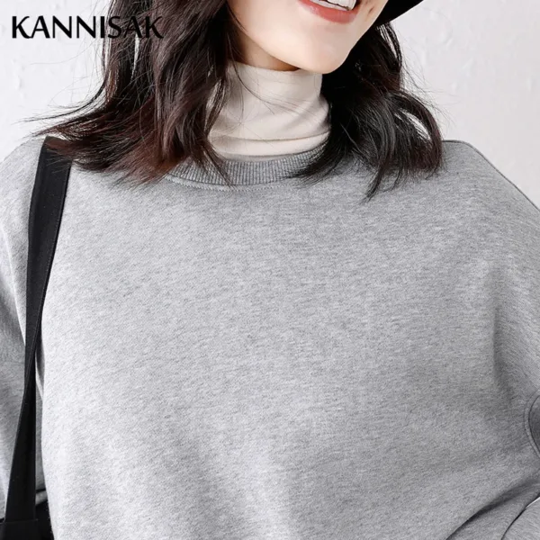 Women Sweatshirts O-neck Cotton Loose Long Sleeve Outerwear Spring Autumn Casual Sweatshirt Solid Womens Pullovers Harajuku Top - Image 10