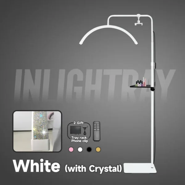 Custom OEM logo half moon eyelash extension lamp eyelash beauty nail floor lamp - Image 4