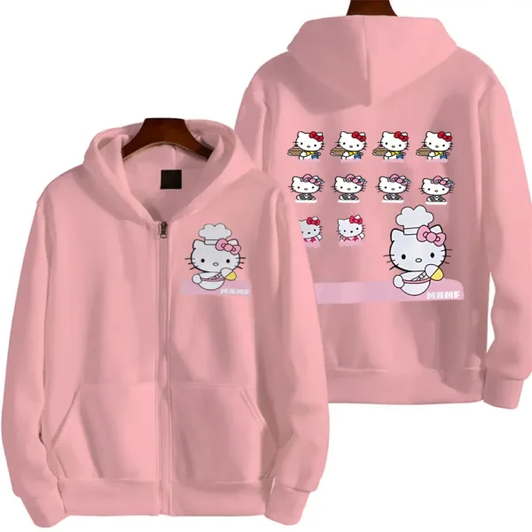 Sanrio Anime Cute Printed Hoodies Women Cartoon Hello Kitty Y2k Korean Students Loose Sweatshirt Fashion Sweet Cardigan Clothing - Image 5