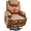 Power Lift Recliner Chair with Heat and Massage for Elderly Faux Leather Modern Reclining Sofa Chair with Cup Holders - Image 2