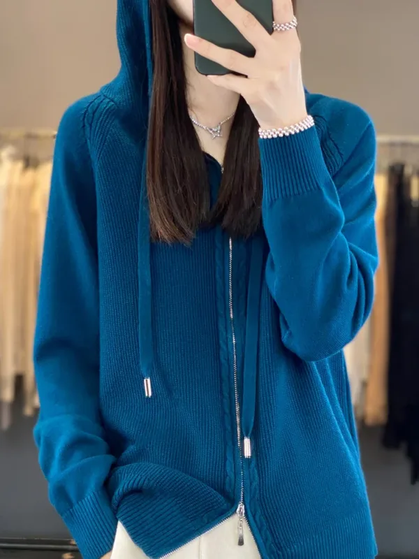 Zip-up Hoodies And Sweatshirts For Women Merino Wool Long Sleeve Sweaters Ladies Clothes Knitted Jumpers New Arrivals Outerwears - Image 3
