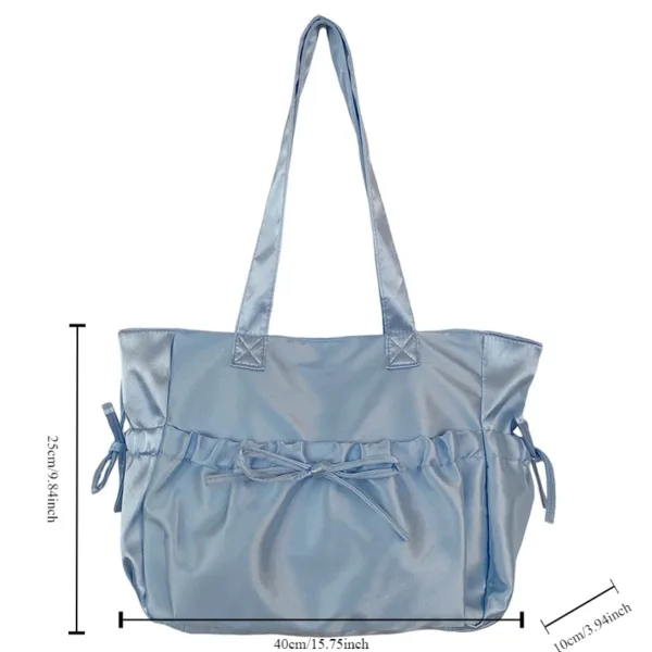 Satin Folded Bow Tote Bag - Image 3