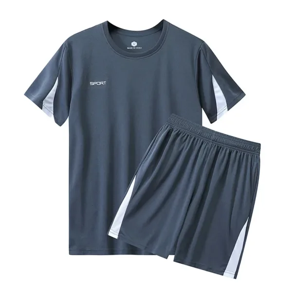 Men Running 2024 Summer Latest Sportswear Polyester Printed T-shirt + Shorts Quick Dry Sport Suit 2-piece Outfits Jogger Set - Image 7