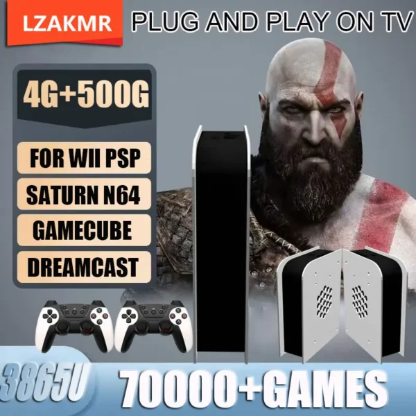 LZAKMR 500GB Retro Game Console M15 Batocera 3865U 70000+Games For Wii PS2 PSP GameCube N64 Wireless handle Children's Gift - Image 2