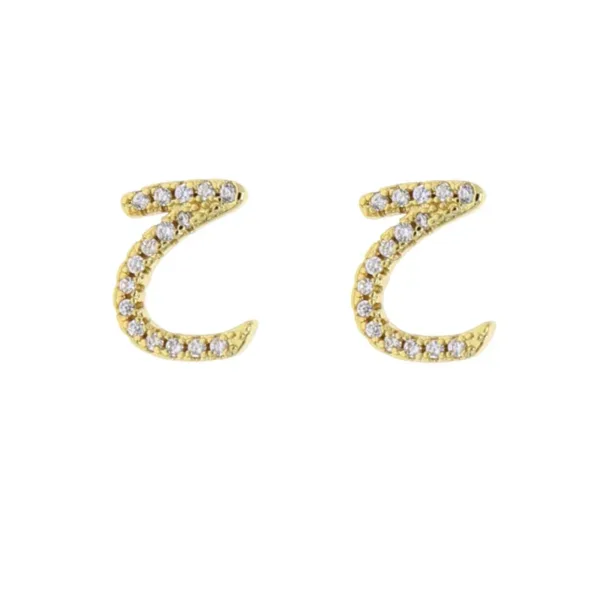 Gold CZ Alphabet Studs - Image 14