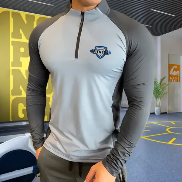 Mens Fitness Trainer Training Tshirts Tops Gym Workout Compression Sweatshirt for Running Football Jersey High Collar Sportswear - Image 8