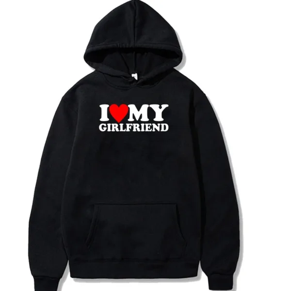 Women Men Funny Letter Matching Hoodie "I Love My Girlfriend/Boyfriend"Fashion Long Sleeve Hooded Autumn Couple Loose Sweatshirt - Image 6