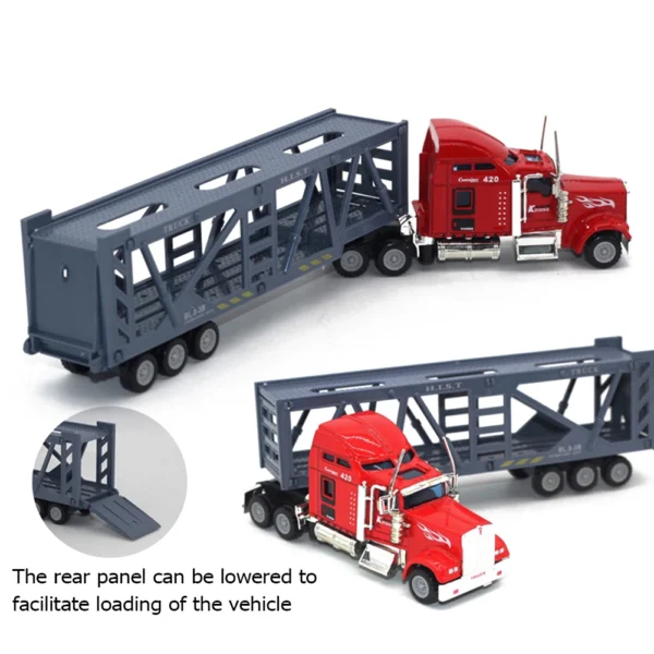 Alloy Car Carrier Truck Model Boy Christmas Toys Assembled Model Building Kits Tool 1/65 Scale Diecast Simulation Car Toys - Image 9