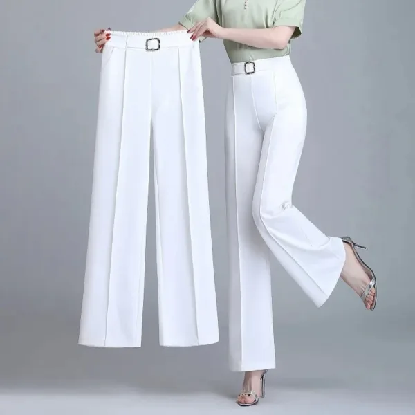 High Waist Wide Leg Pants Women Spring Autumn New Drop Feel Relaxed Straight Suit Pants Fashion Wild Casual Trousers White Black - Image 3