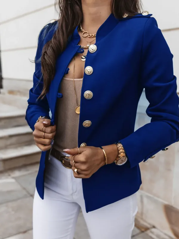 Casual O-neck Long Sleeve Jacket Outerwear Office Lady Spring Autumn Fashion Elegant Solid Blazer Coat For Women 2024 Female Top - Image 4